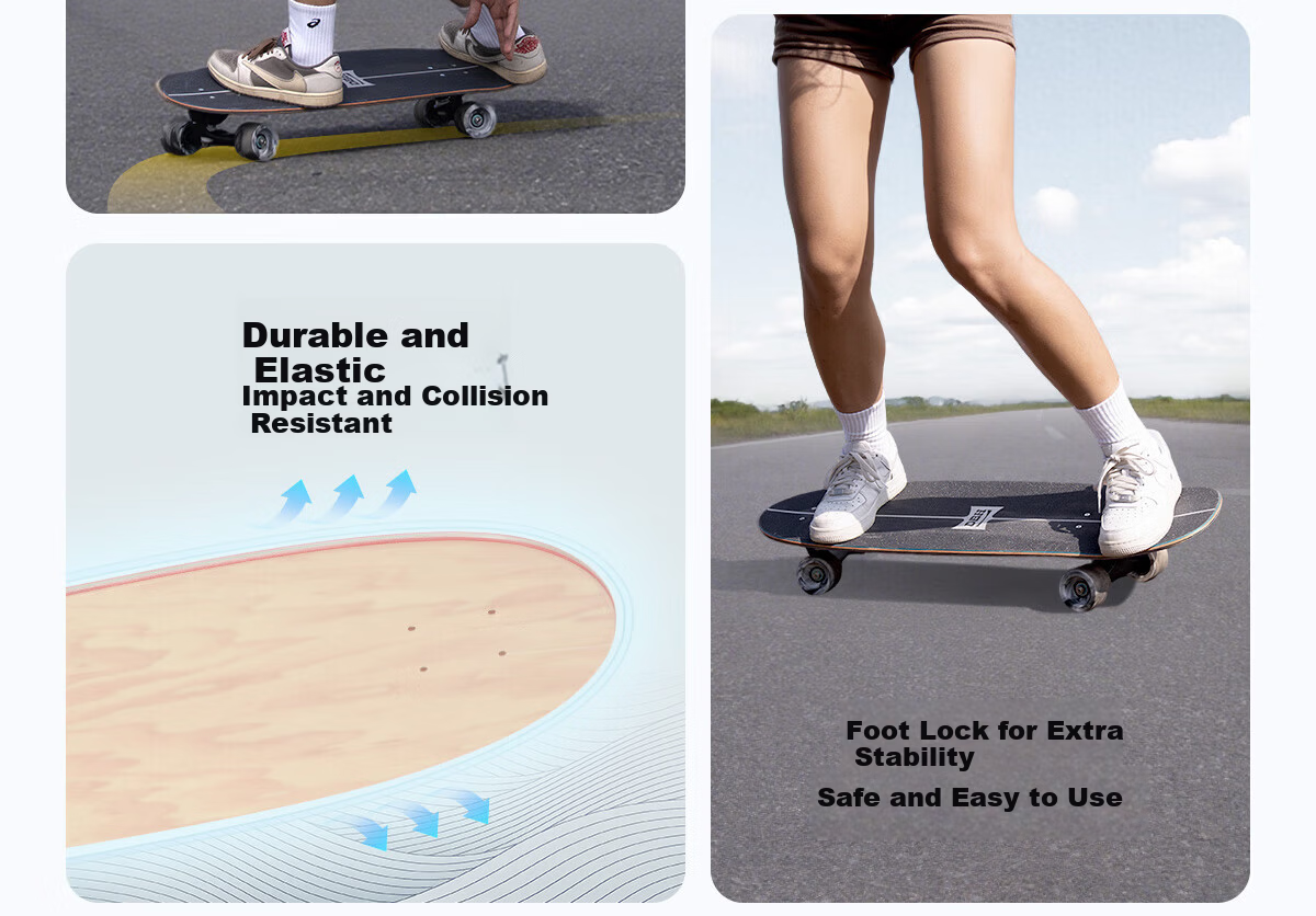 DBH Land Surfboard Children's Skateboard Adult Street Cruiser Beginner Five-Star Professional Cruiser Gold Ink 31.5 Inch 11