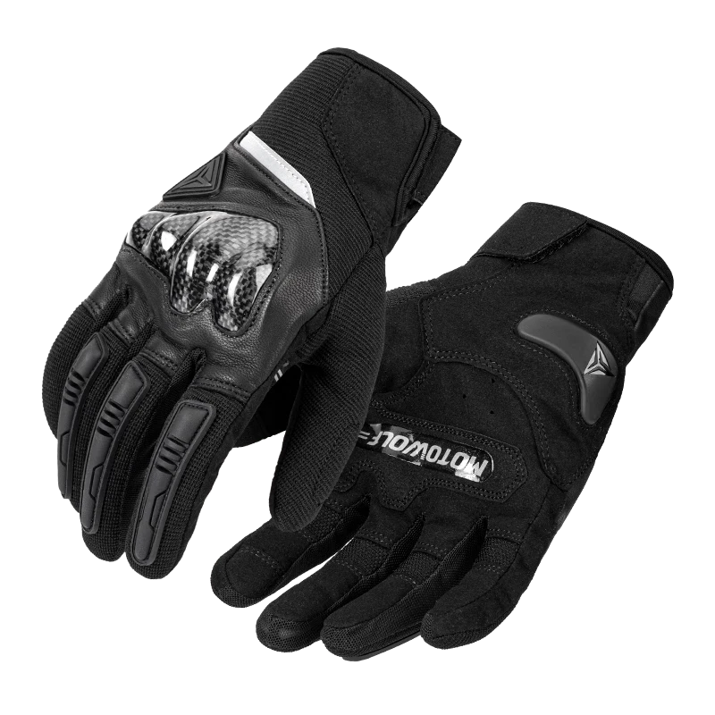 MOTOWOLF Motorcycle Riding Gloves Summer Breathable Carbon Fiber Protective Shell Unisex Touchscreen Motorbike Gear All-Season Universal