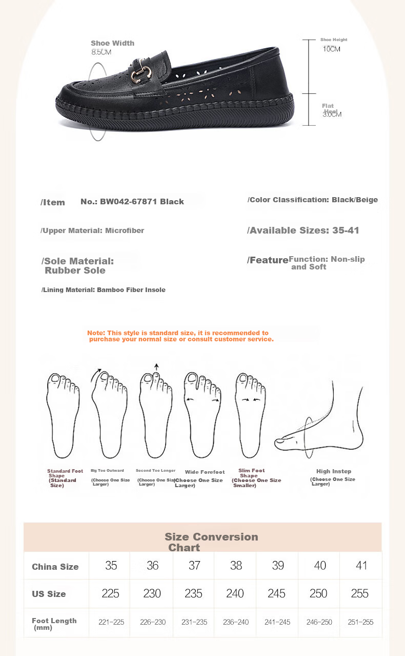 Taiheyuan Spring Summer Women's Breathable Soft Sole Non-Slip Hollow Loafers Versatile Flat Shallow Round Toe Mom Shoes 7
