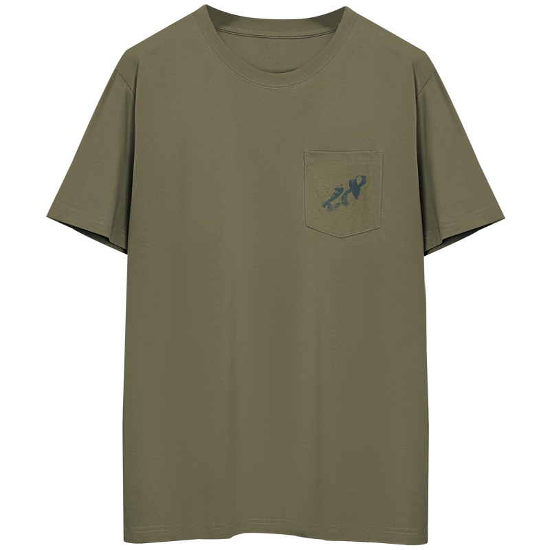 Hongdou Men's T-Shirt 10A Antibacterial Mite-Resistant Soft Cotton Breathable 50+ UV Protection Simple Printed Casual Round Neck Short Sleeve