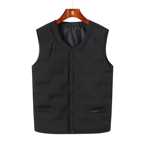 MONTAGUT Men's Winter 90% Goose Down Vest V-Neck Anti-Feather Leakage Warm Waistcoat Jacket Black 2XL