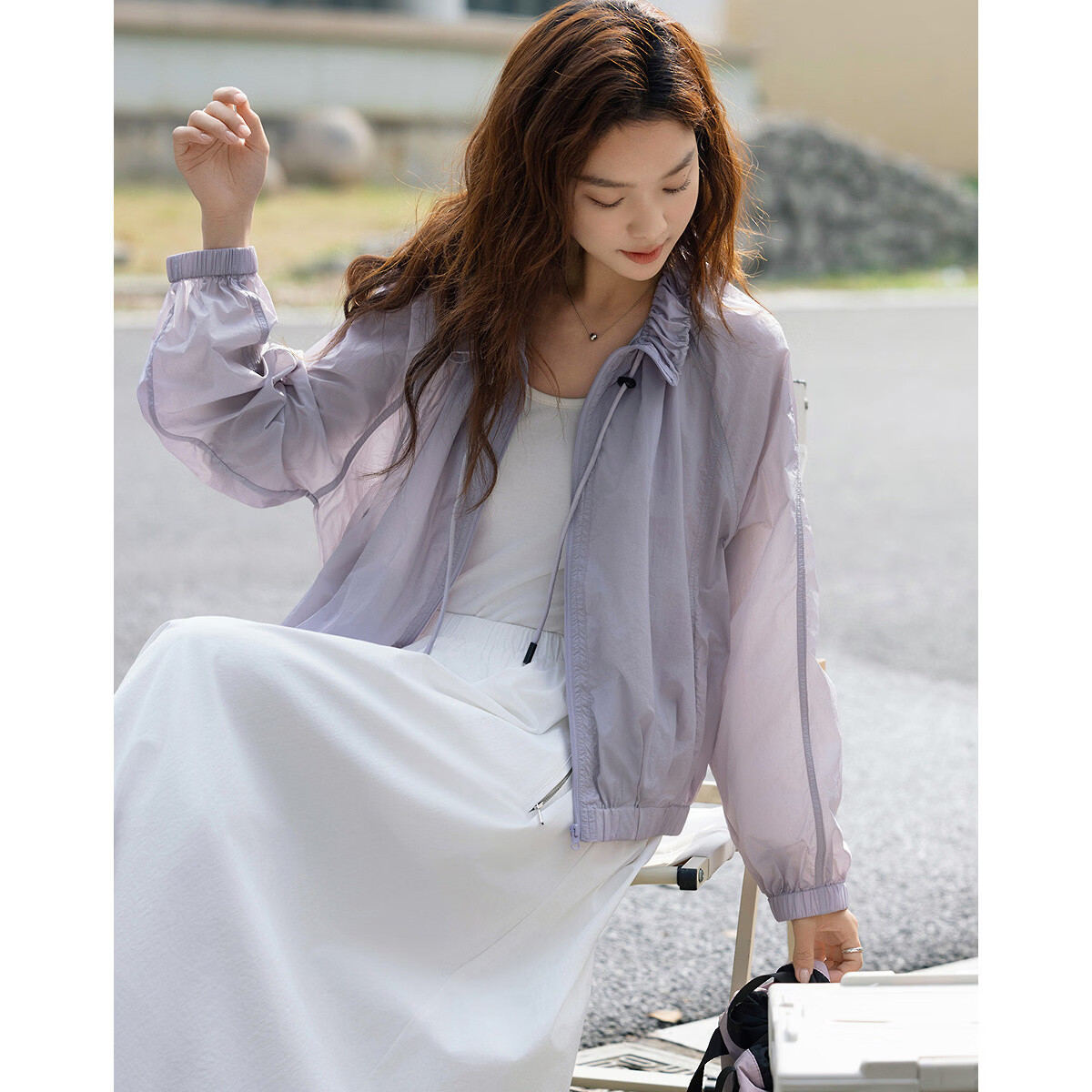 Demana UPF50+ UV Protection Spring Outdoor Flower Bud Stand Collar Short Petite Women's Jacket