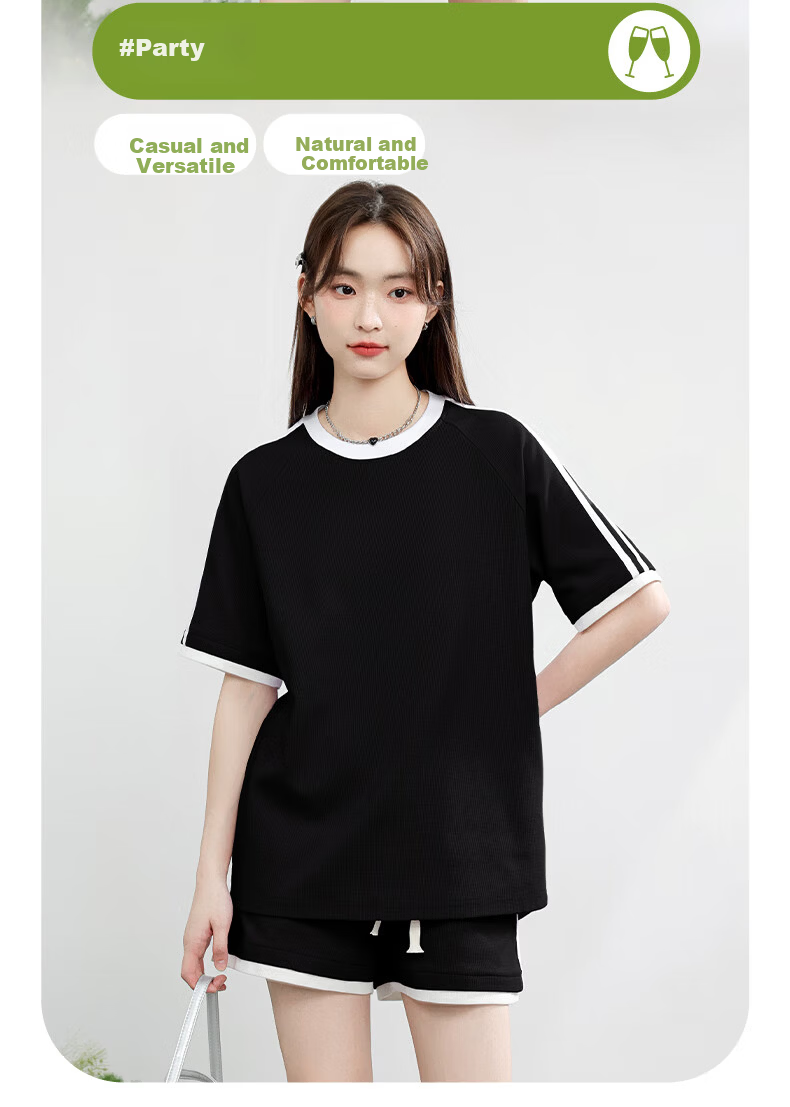 MJ STYLE Women's Short Sleeve and Shorts Set 2026 Summer New Trendy Sports Casual Homewear T-Shirt and Pants Set 11