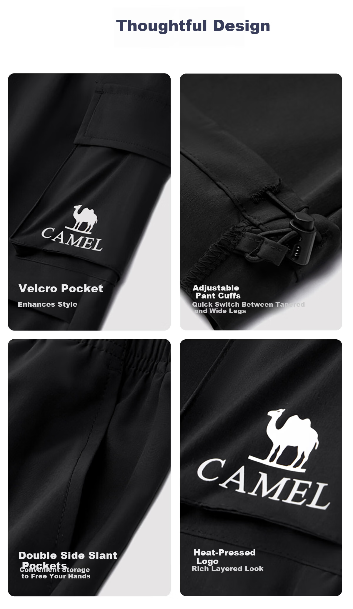 Camel Kids Casual Pants Spring Summer Cool Wide-Leg Cargo Pants Paratrooper Mosquito-Repellent Long Pants for Older Children 11