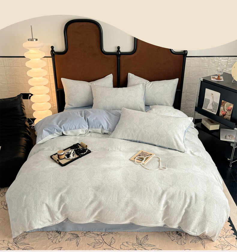 MUJI 100% Cotton Bedding Set 4-Piece Bed Linen Cotton Sheet Duvet Cover 200x230cm for 1.5/1.8m Bed 2