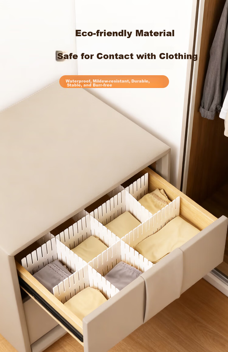 Vijian Plastic Drawer Divider Board Partition for Free Combination Underwear and Socks Storage Box Organizer Inserts 5