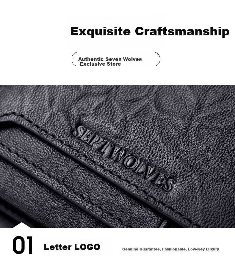 SEPTWOLVES Men's New Two-in-One Genuine Leather Large Capacity Wallet Card Holder Gift for Father Husband Birthday 9
