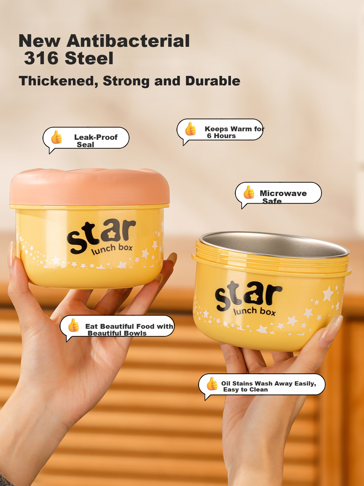 TREEJACK 316 Stainless Steel Insulated Lunch Box Microwaveable Thermal Bowl for Office Workers 2025 New Student Lunch Box 3