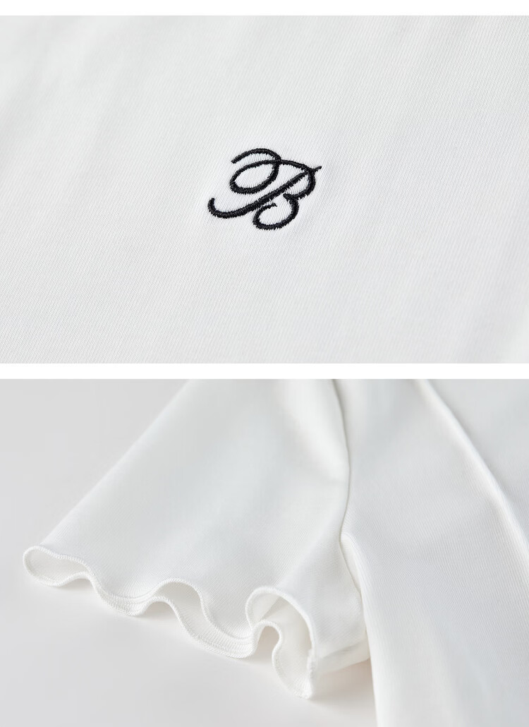 Shangdu Bilai Laisai Erl Cotton Cool Feeling Women's Summer Casual Round Neck Letter Embroidered T-Shirt Elegant Wave Edge Slim Fit Inner Wear 22