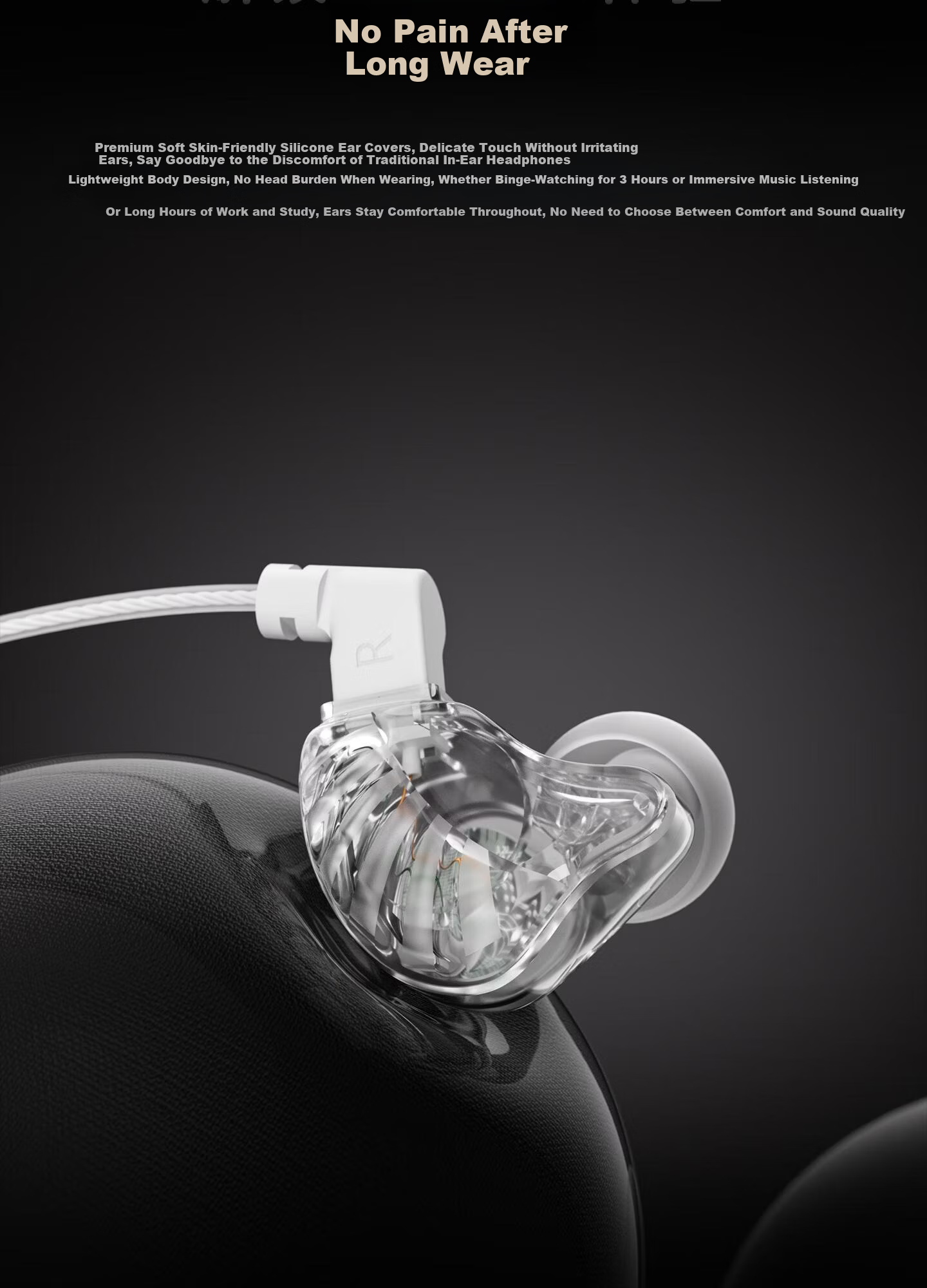HP Sanshengbei Wired HiFi Earphones Ear-hook In-ear Noise Cancelling Microphone Live Streaming Gaming Music 3.5MM Silver Frost 10