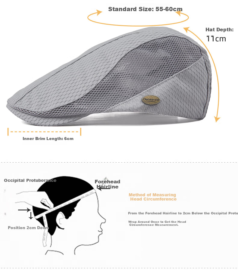 Denssyne Quick-Dry Men's Summer Beret Breathable Mesh Thin Sun Protection Casual Versatile Fishing Outdoor Cap 6