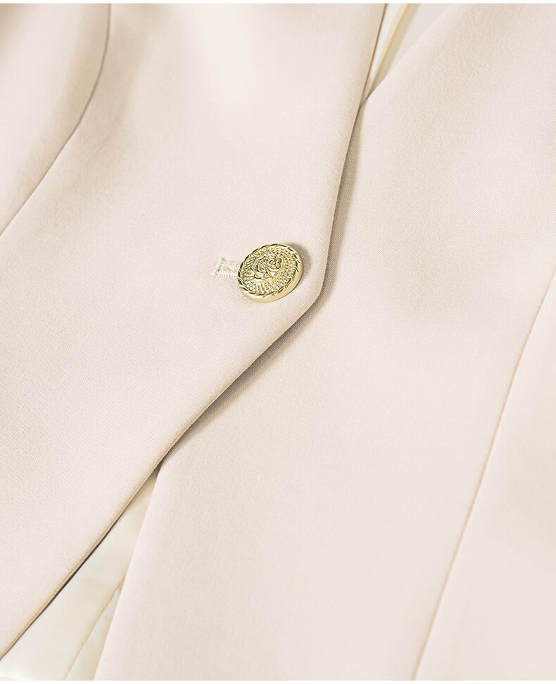 ROEYSHOUSE Women's Elegant Slim Fit Blazer Spring New Solid Color Commuter Suit 11646 Apricot S 24