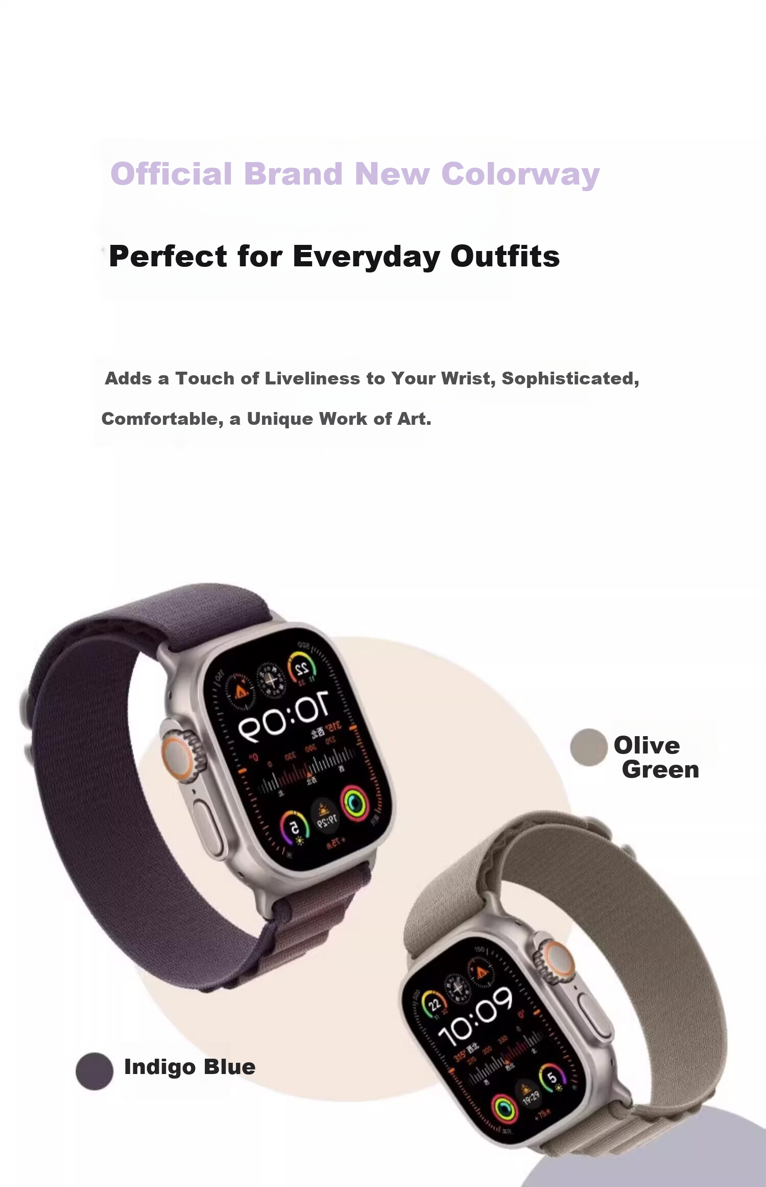 Biaodai Ge Compatible Apple Watch Band S11 Breathable Summer Nylon Loop Strap for iWatch SE3 Women 40/41/42MM White 22