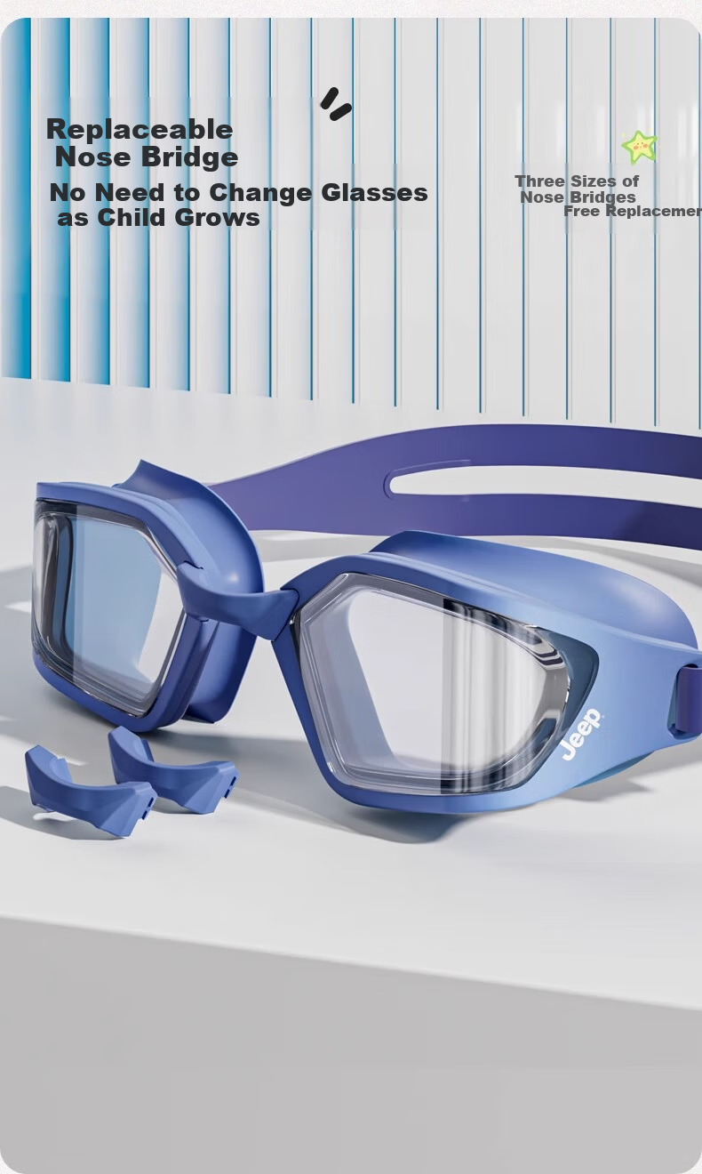 JEEP Kids Swimming Goggles Boys Waterproof Anti-Fog HD Youth Girls Swim Glasses Sea Salt Ice Blue 300° 8