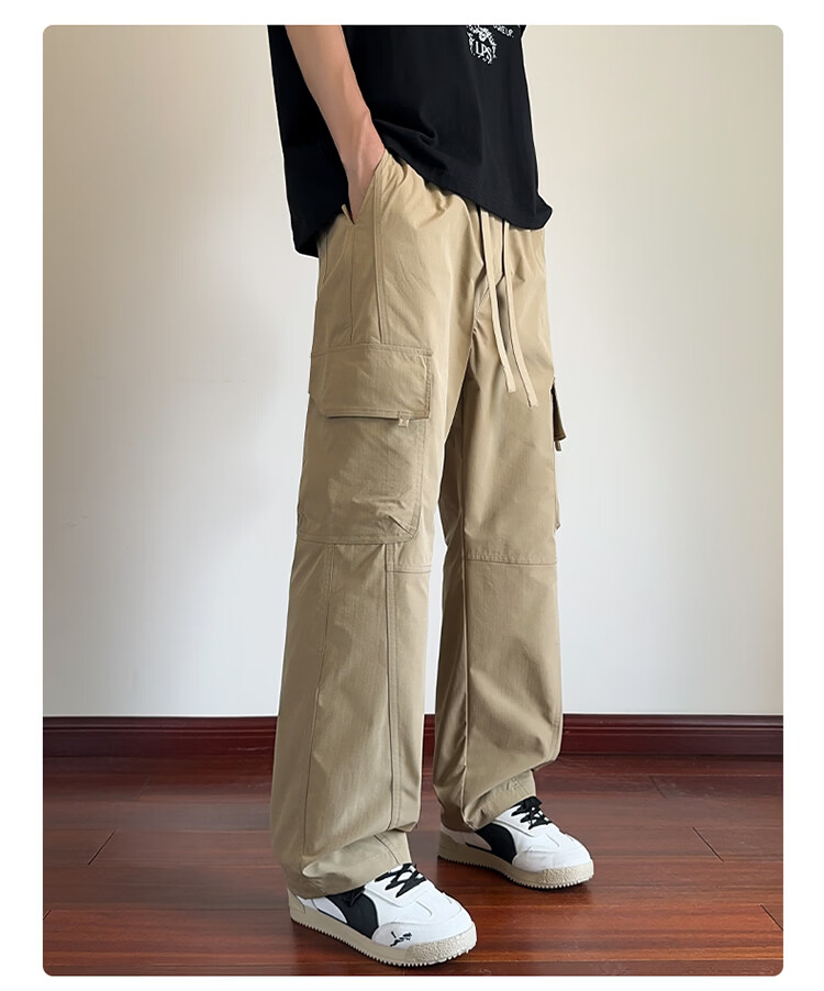 NASA GISS Collaboration Casual Pants Men Loose Fit Straight Leg Breathable Cargo Sports Trousers Black XL 8