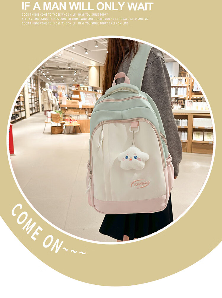 VICTORIATOURIST Middle School Student Backpack for Girls High-Value High School and College Student Large Capacity Ins Style Ultra-Lightweight Load-Reducing Double Shoulder Bag 4