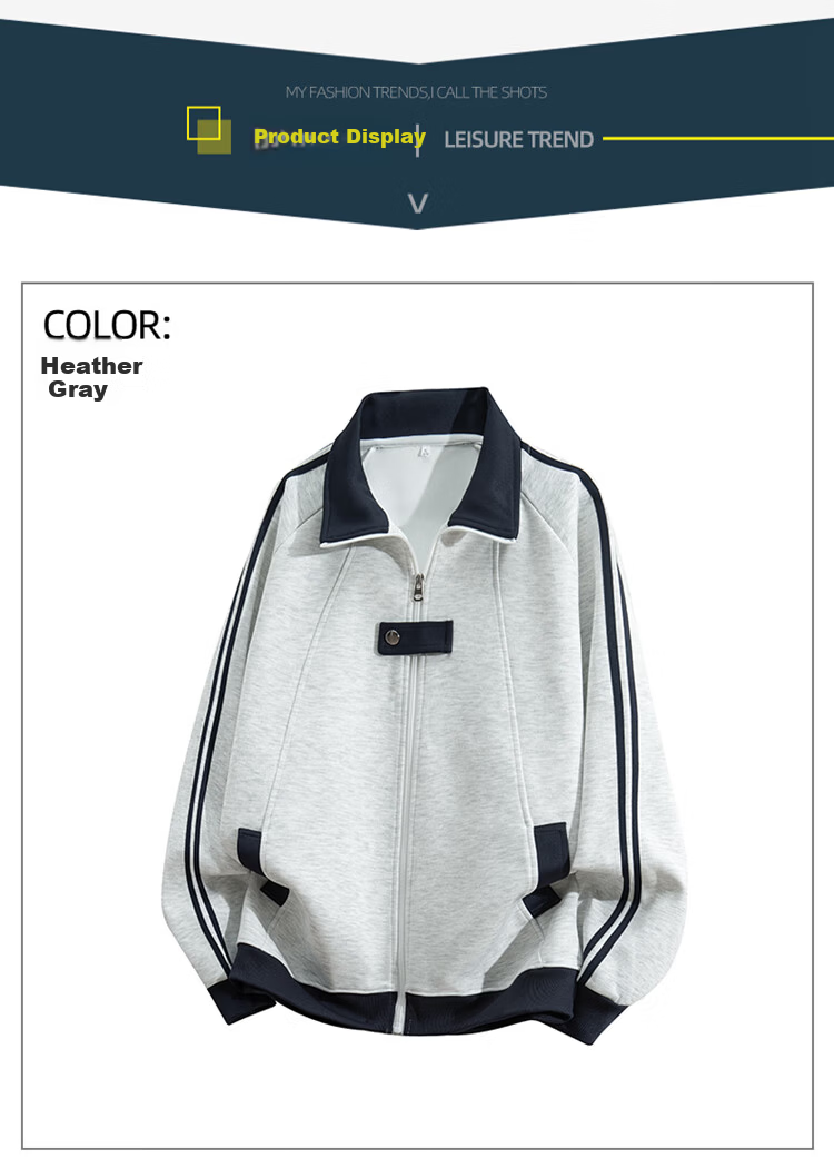 Dingfengbaoluo College Style Flight Jacket Spring High Street Casual Loose Lapel Cardigan Sweatshirt Coat XEJ01 Navy Blue XL 5