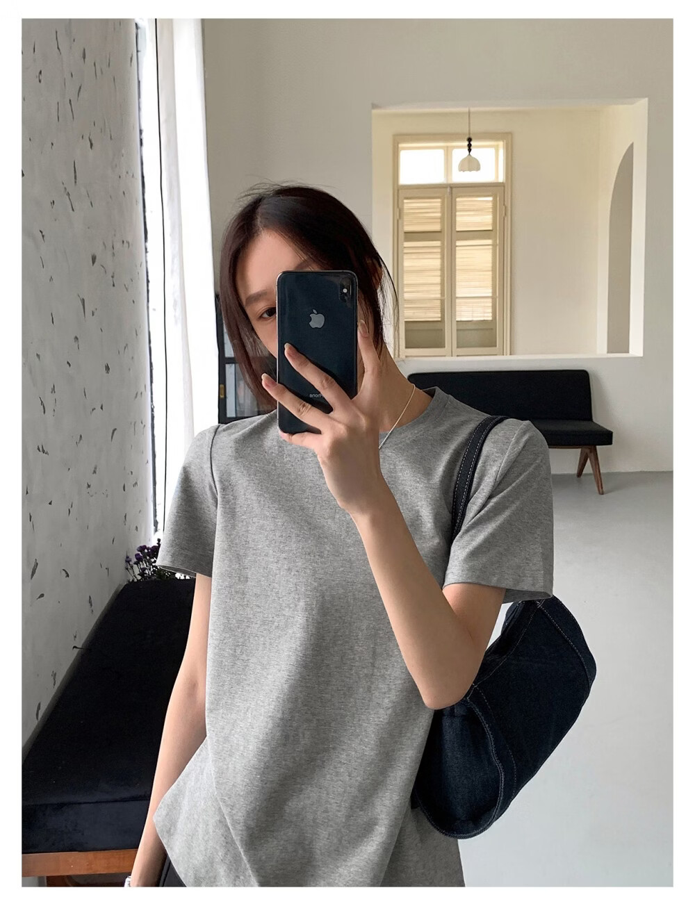 ICH MODE Minimalist Paper Doll Short Sleeve Women's T-Shirt Summer Simple Cool Base Shirt Solid Color White S 10