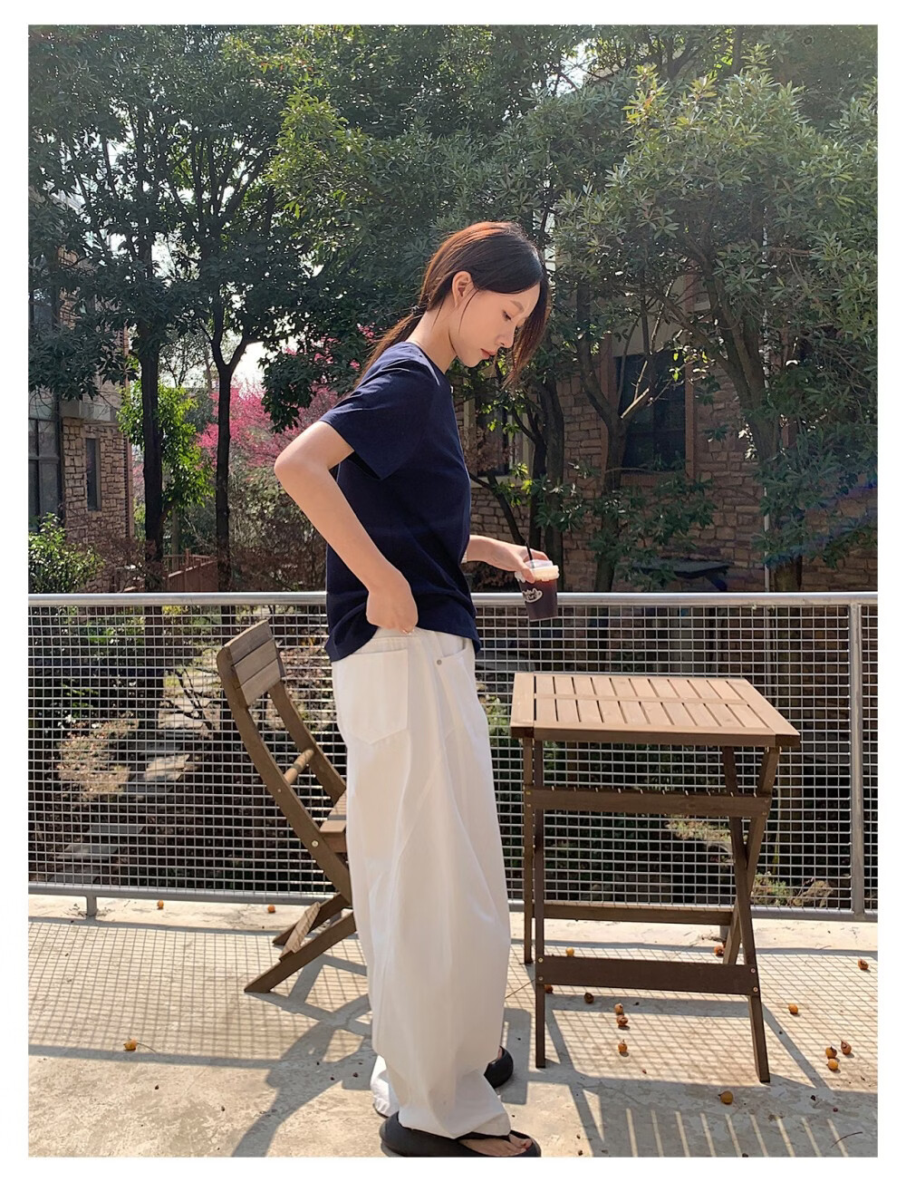ICH MODE Minimalist Paper Doll Short Sleeve Women's T-Shirt Summer Simple Cool Base Shirt Solid Color White S 26