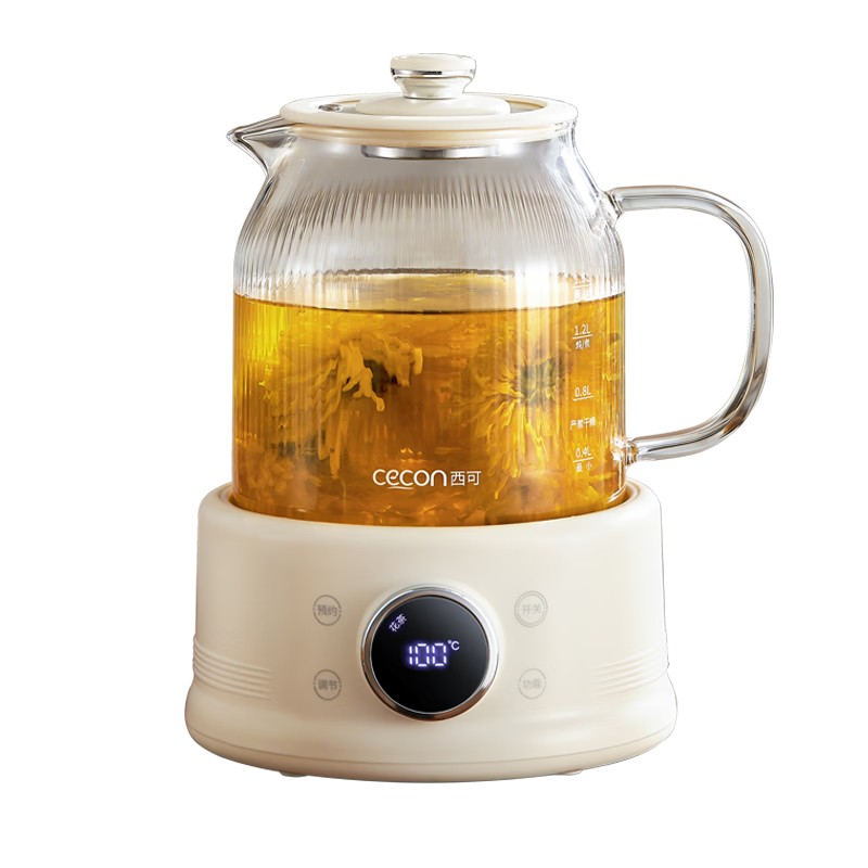 Xike Health Glass Kettle Large Capacity Flower Tea Pot 0 Glue 0 Metal Constant Temperature Tea Maker Office Hot Milk Warmer Insulated Kettle Household Electric Water Boiler 1.5L