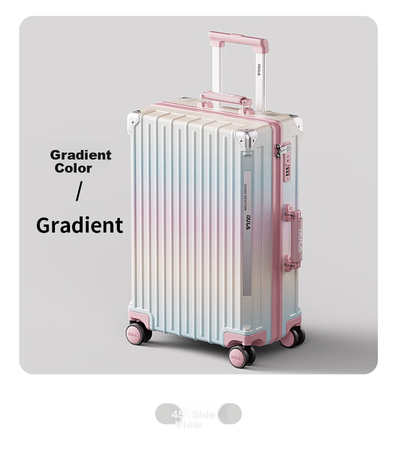 DULA High-Style Multifunctional Luggage with Cup Holder USB Trolley Case Travel Suitcase Gradient Color 26-inch 30