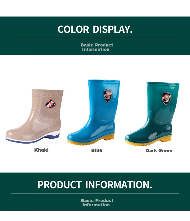 FOOTOPPO Women's Waterproof Rain Boots Fleece-Lined Mid-Calf High Tube Rubber Shoes Adult Waterproof Long Boots 11
