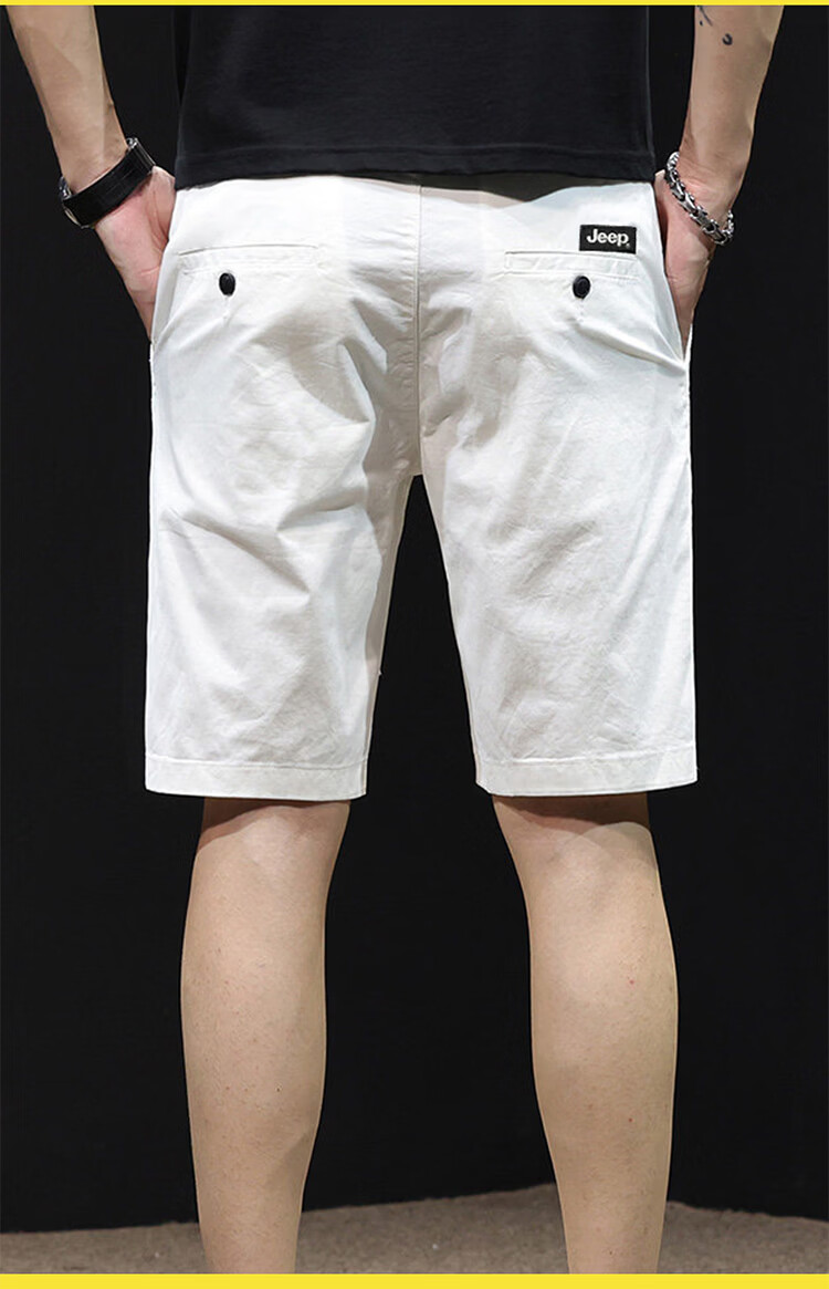 JEEP Men's Summer White Straight Casual Loose Fit Five-Point Shorts White 29 12