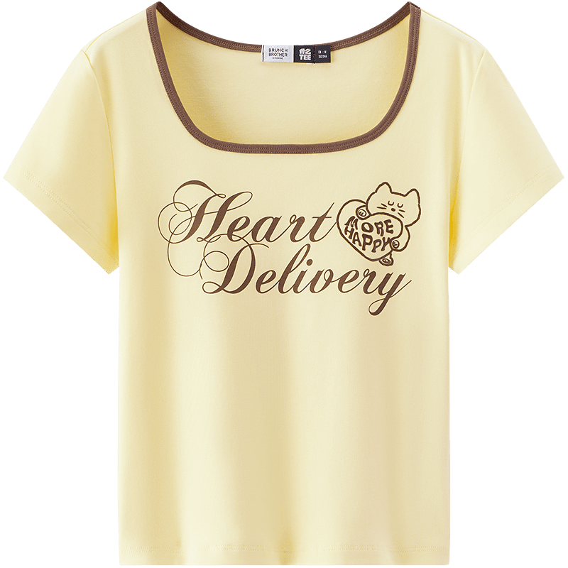 Semir BRUNCH BROTHER Collaboration Women's Summer Short Sleeve Crop Top Square Neck 2026 Shirt 109326100038