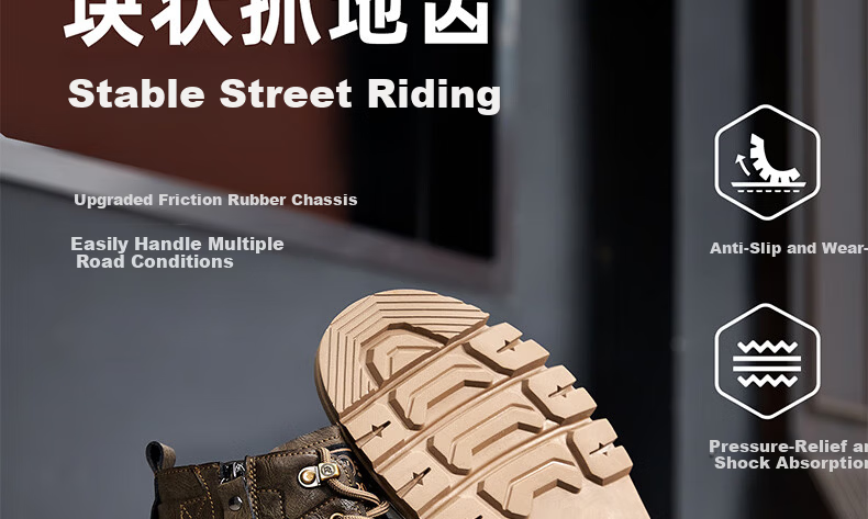 Camel Brand Martin Boots Outdoor Casual Work Boots British Style Motorcycle Men's Shoes P14W342602 Black 39 11