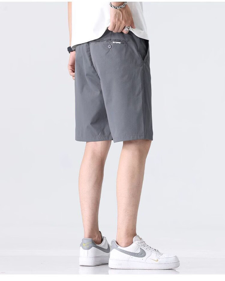 ROMON Men's Summer Thin Business Casual Straight Five-Point Khaki Shorts M 12