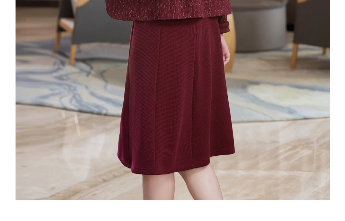 Yuzhaolin Middle-aged and Elderly Women's New Year Red Mom Dress Set Elegant Lady Formal Outfit Y51K109 14