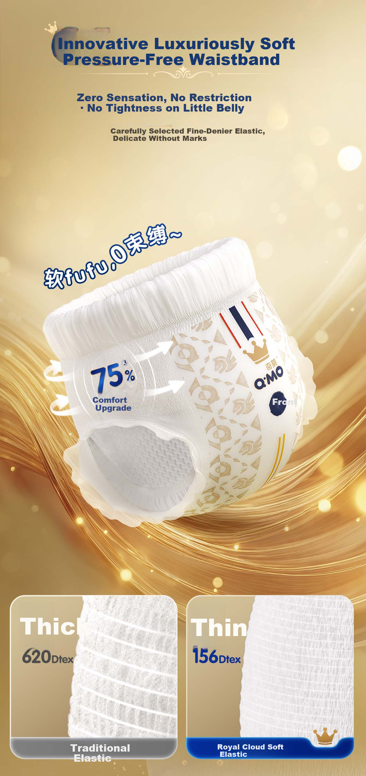 Q-MO Royal Cloud Soft Pull-Up Pants L24 (9-14kg) Elastic Ultra-Thin Breathable Mini Portable 3