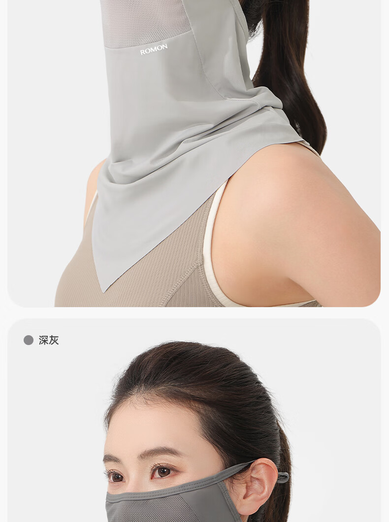 Romon Breathable Sunscreen Face Mask for Women, Ear-Hook UV Protection Full Face Cycling Ice Silk Veil Mask for Men 10