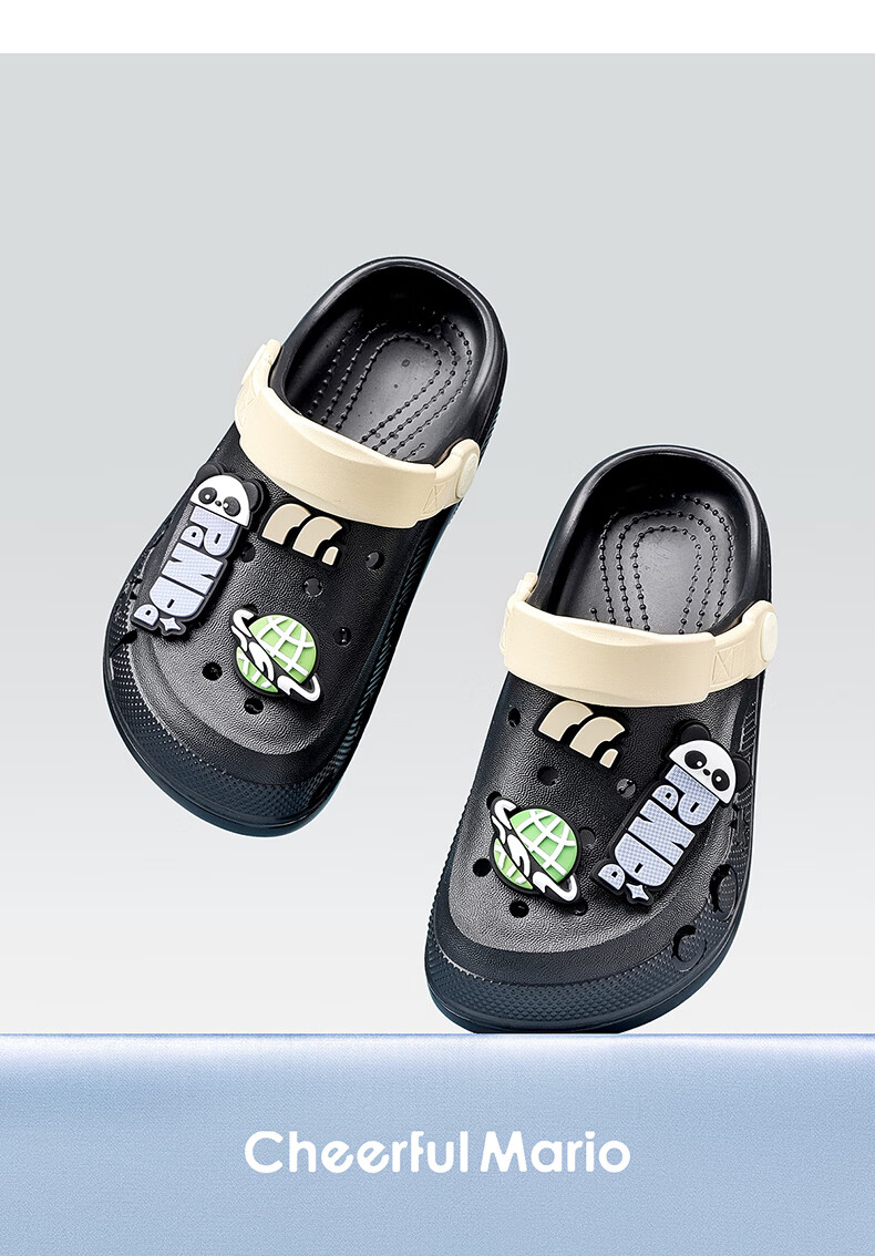Cheerful Mario 2026 New Summer Kids Breathable Soft Sole Clog Boys Home Soft Sole Bathing Beach Sandals 35