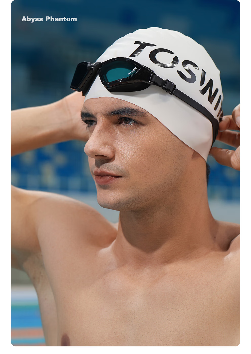 TOSWIM Prescription Swimming Goggles for Men and Women, Waterproof Large Frame, Professional Anti-Fog, High Definition, 700 Degree, White Transparent 14