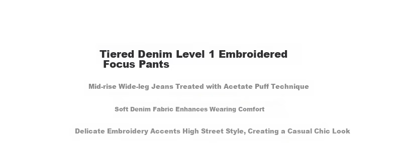 Chuyu Focus Acetate Puff Soft Denim Women's 2025 New Mid-Waist High Street Embroidered Wide-Leg Pants Sky Blue 28 6