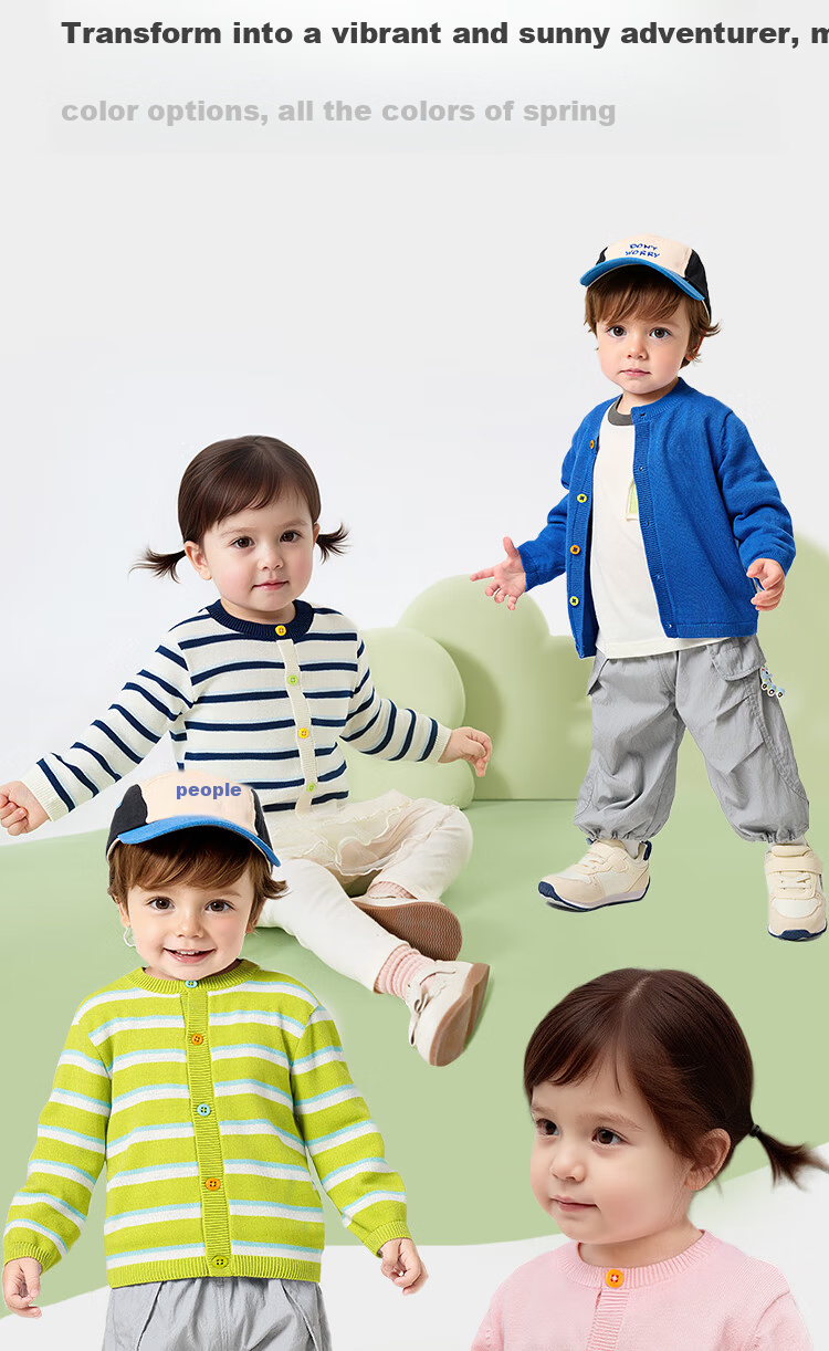 Balabala Kids Sweater Children's Knitwear Boys Girls 2026 New Spring Autumn Soft Skin-friendly Cardigan Pullover 8