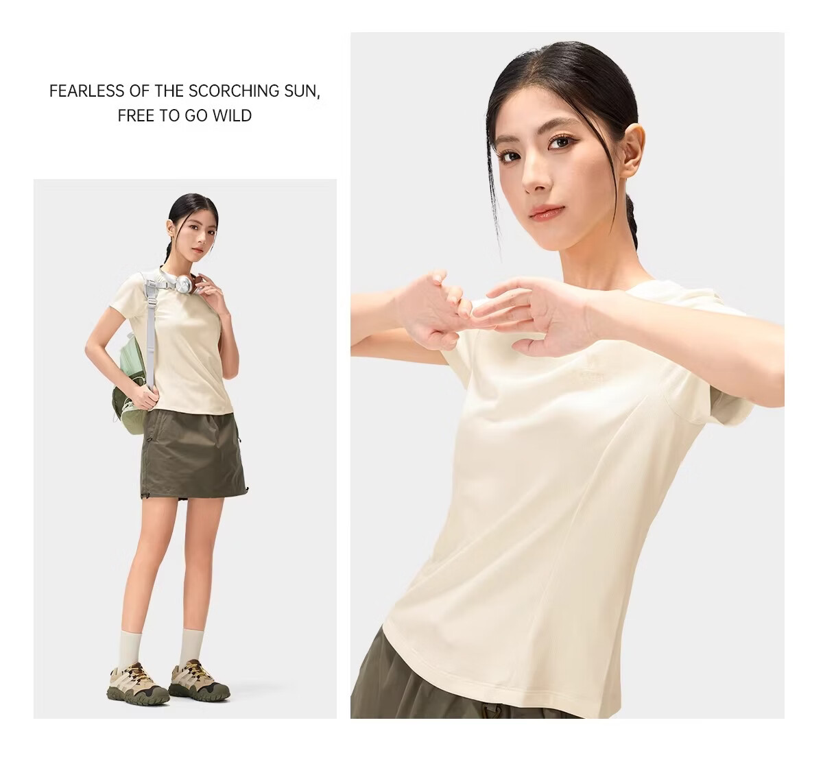 CAMEL [Toray Fabric] Outdoor Quick-Dry T-Shirt Women 2026 Spring Summer Short Sleeve Stretch Breathable Sweat-Absorbing Sports Top Men 8090 32