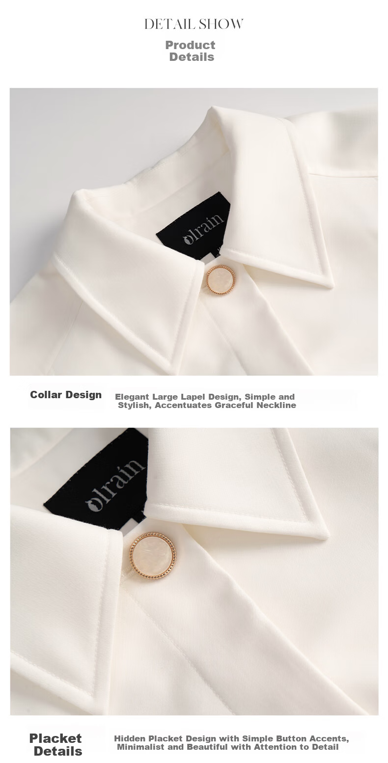 Olrain French Style Premium Trench Coat Women's Autumn Lightweight Mid-Length Coat Off-White (Second Batch) M 15