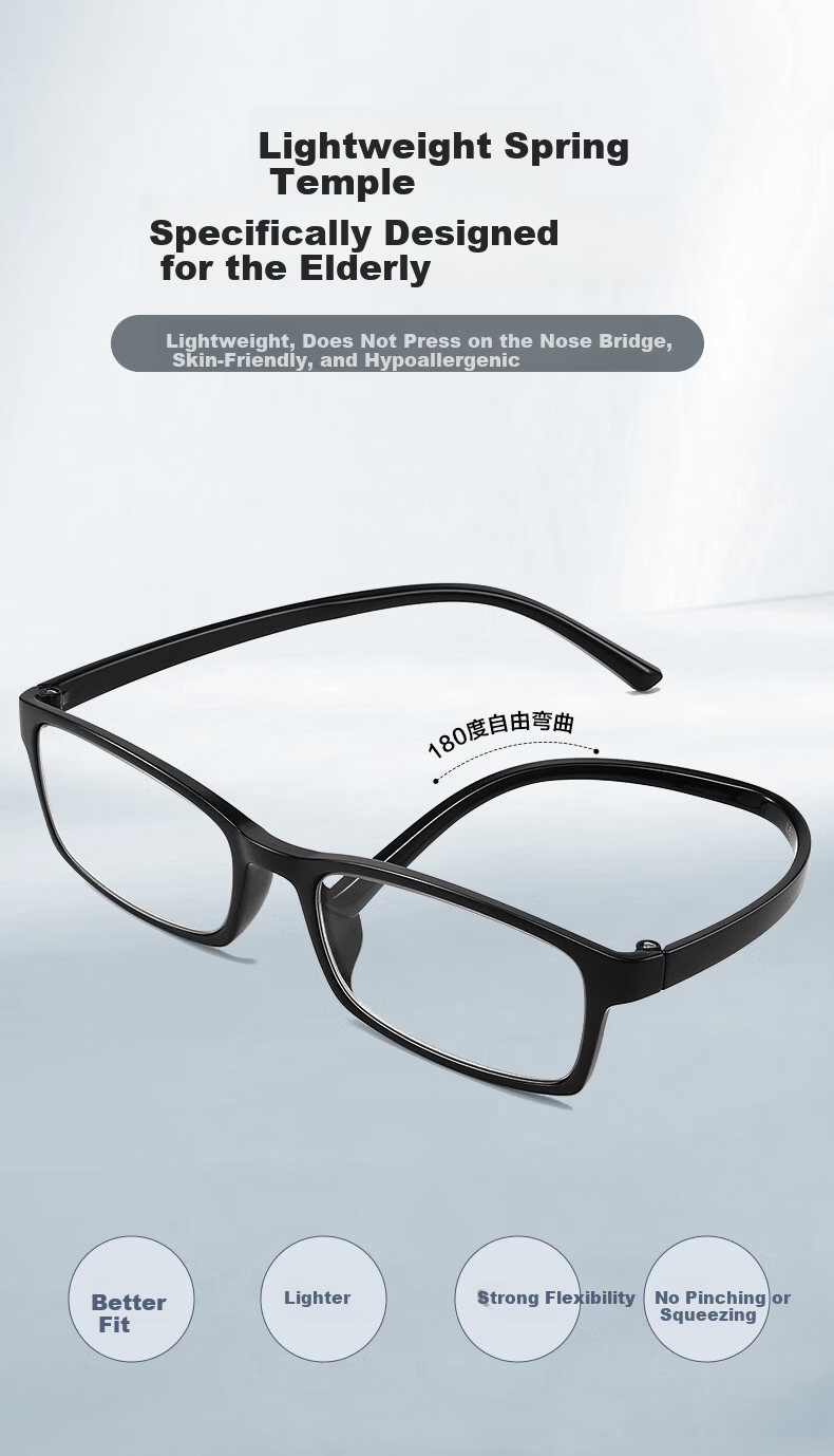 LOHO Anti-Blue Light Reading Glasses for Men, High-Definition Lenses, Fashionable Glasses for Middle-Aged And Elderly Women, Black, -3.50 Diopters 8