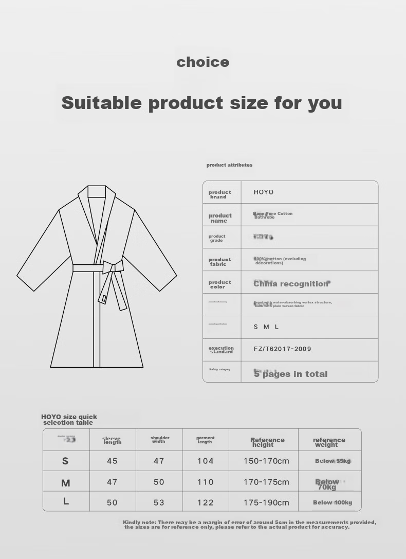 HOYO Japanese High-Quality Cotton A-Class Premium Bathrobe for Men And Women, Breathable And Absorbent Sleepwear, Blue Ink, Size M 16
