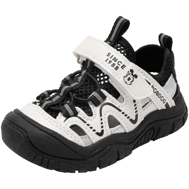 BOBDOG Boys Summer Sandals Toddler Closed-Toe Beach Shoes Versatile Kids Walking Shoes 104362017 Black/Beige Size 29