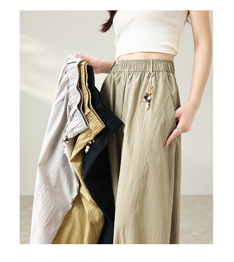 Free Style Bud Wide-Leg Pants Women Summer Thin Ruffled Hem Trousers 2026 New Petite Harem Casual Pants 14