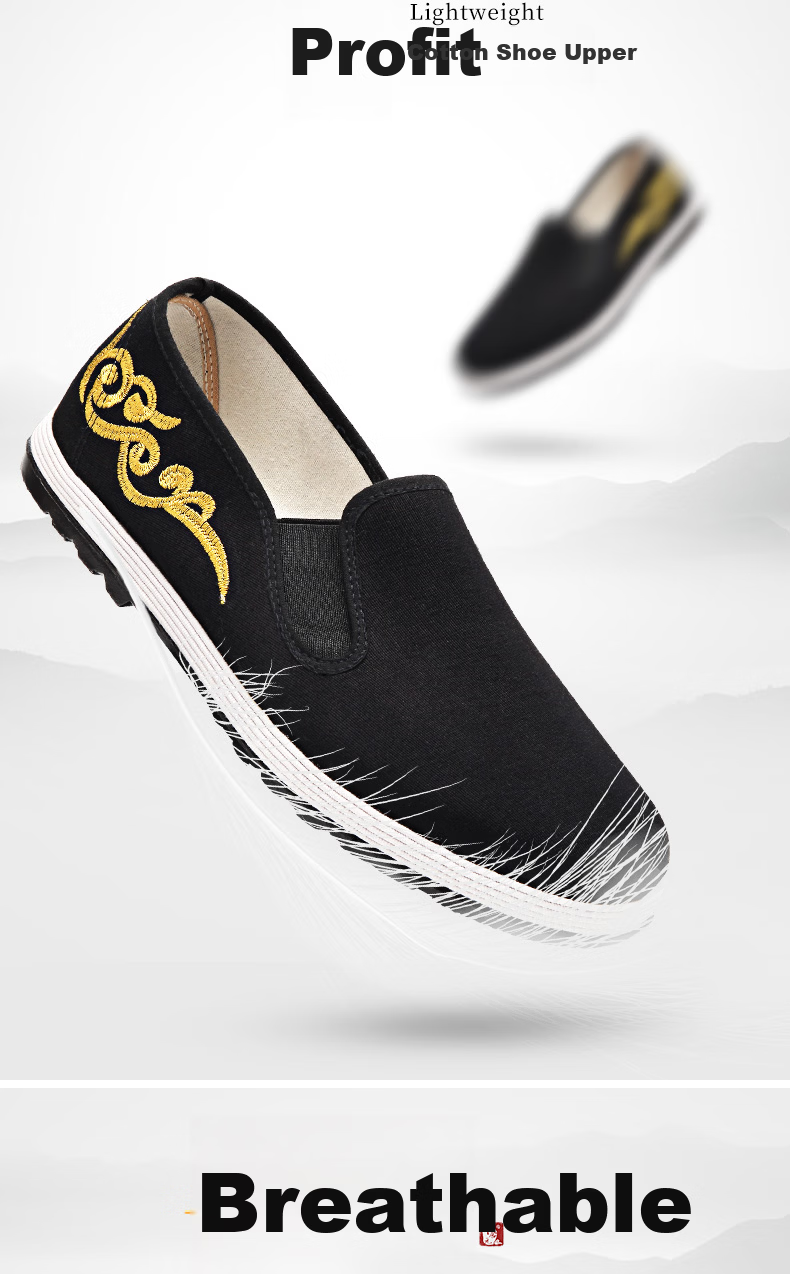BUSHEYUAN Traditional Men's Cloud Embroidery Casual Layered Sole Old Beijing Cloth Shoes for Men 93X-7718 Black Size 41 4