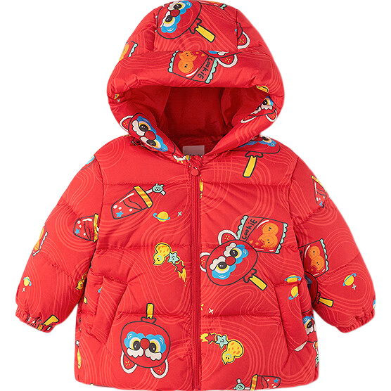 BALABALA Kids Down Jacket Boys Girls 2025 New Spring Festival Red Chinese Style Thickened Baby Coat