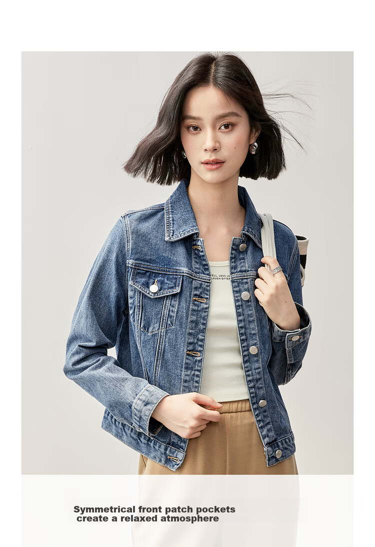 Sentubila Spring Summer Casual Vintage Style Pure Cotton Denim Jacket for Women Petite Commuter Top Shandai Blue S 4