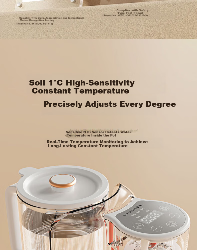 ROYALTY LINE Smart Temperature Control Electric Kettle Split-Type Water Boiler Household Water Dispenser Baby Milk Preparation Fully Automatic Quantitative Water Output 1.8L Standard Model 13