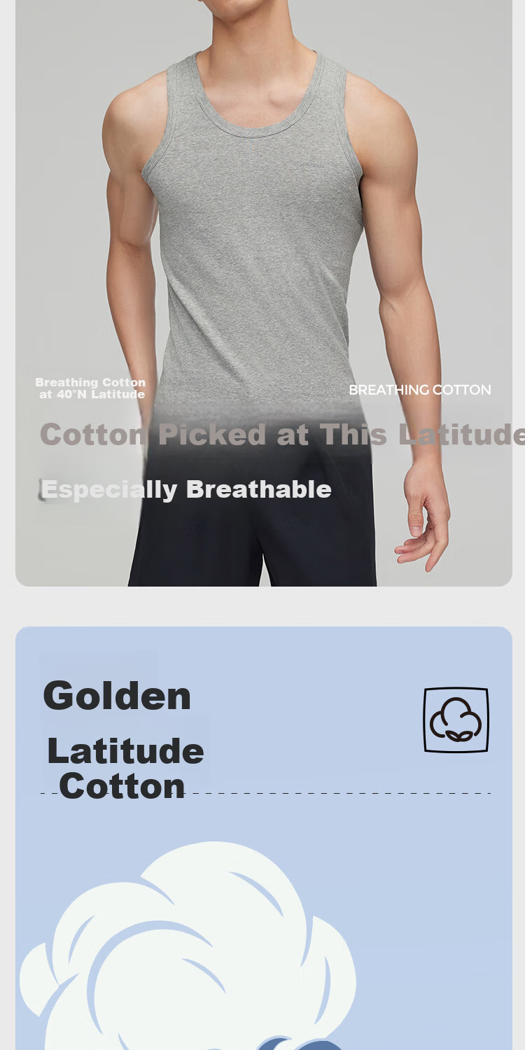HLA Sleeveless Vest for Men, Pure Cotton Comfortable Breathable Undershirt, Basic Thin Undershirt, Single Pack 2