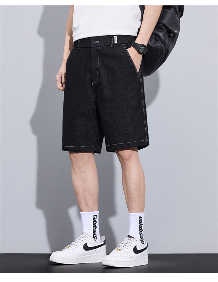 JEEP SPIRIT Men's Blue Denim Shorts Summer Straight Loose American Style Casual Five-Point Pants Size 36 15