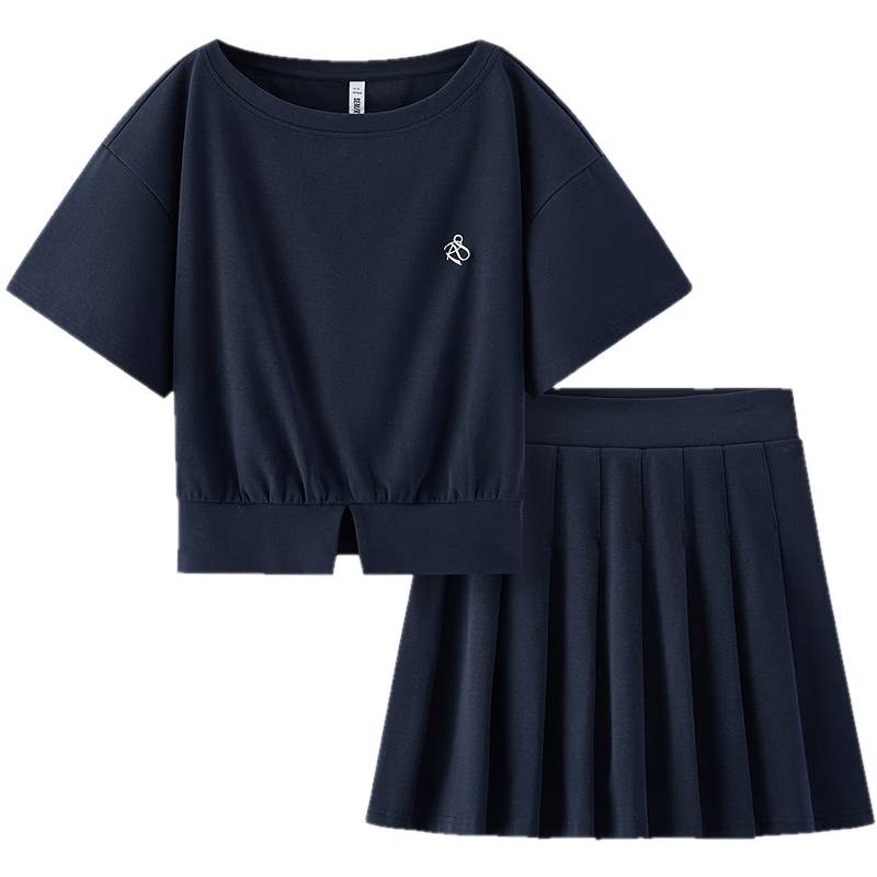 Semir Women's Summer Short Pleated Skirt Asymmetric Shoulder Split Top 2026 Sexy Two-Piece Set 109326117005